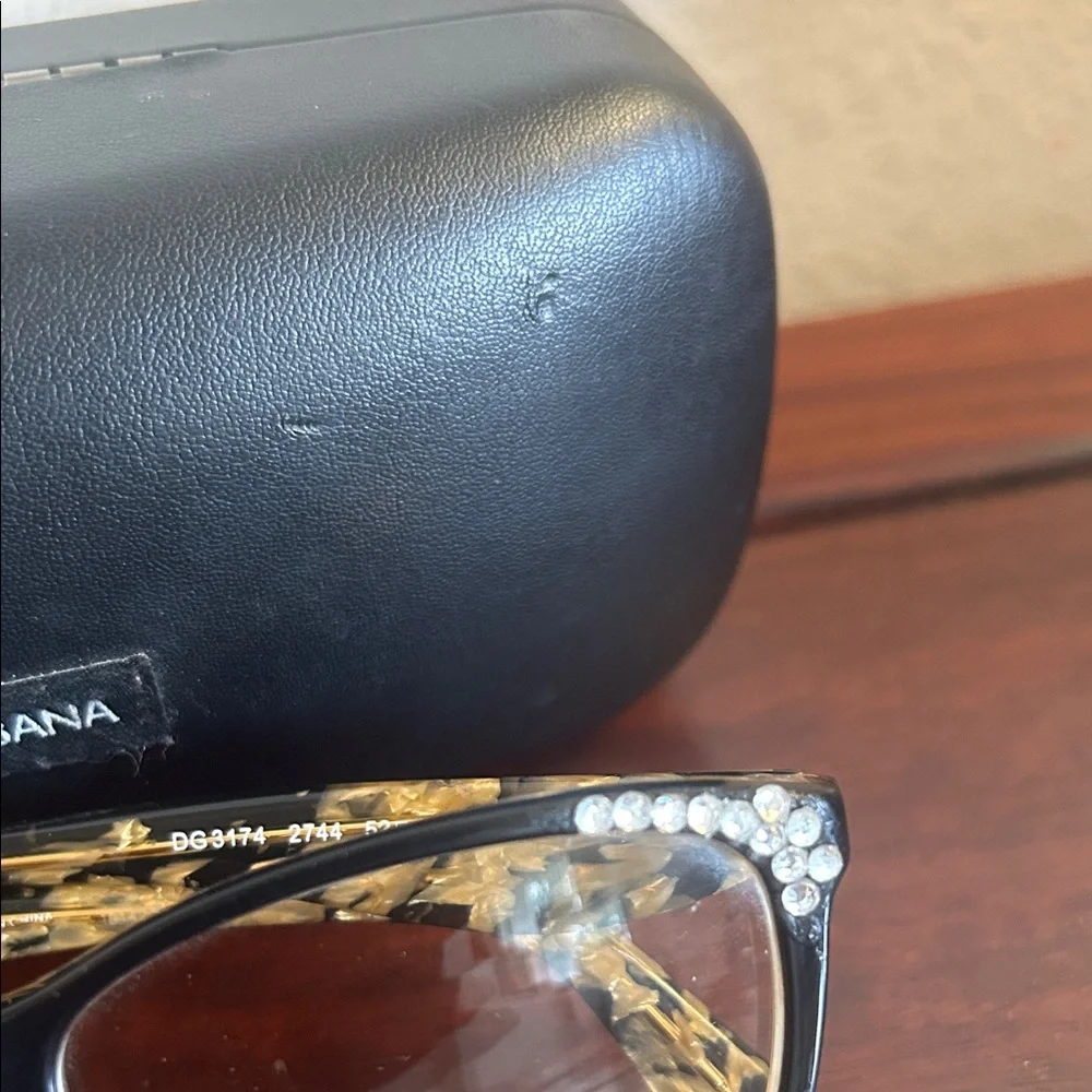 Dolce & Gabbana Black Glasses with Rhinestone Accents